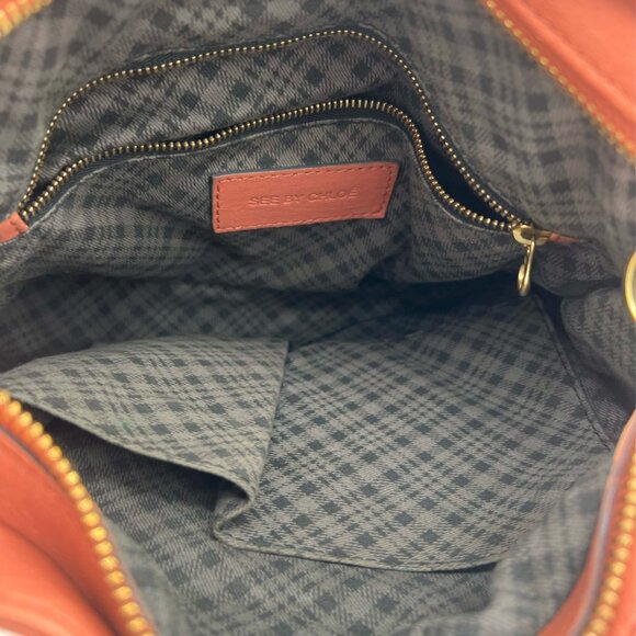 See by Chloé Cognac Leather Shoulder Bag with Removable Coin Pouch - Picture 10 of 11